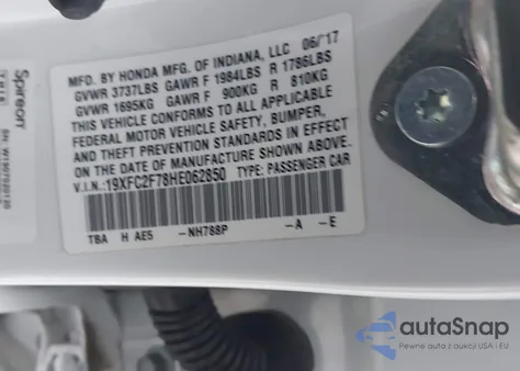 2017 Honda Civic Ex from USA, damaged, VIN 19XFC2F78HE062850